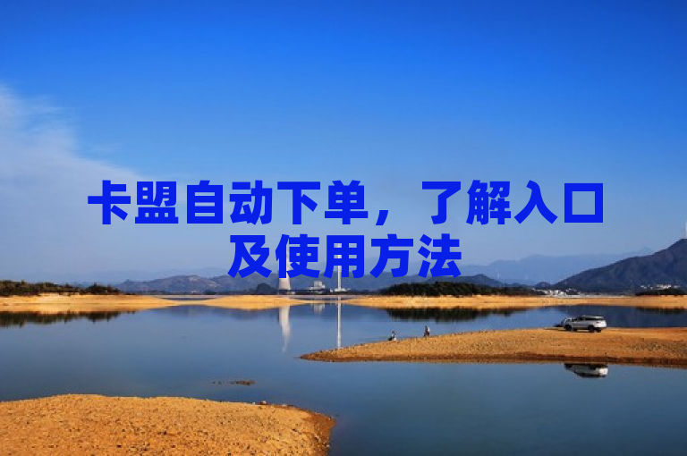 卡盟自动下单，了解入口及使用方法